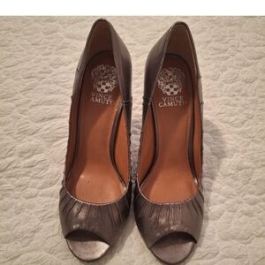 Vince Camuto Silver Peep Toe Heels
